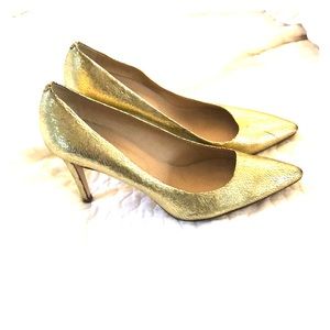 J.Crew gold metallic heels sz 8